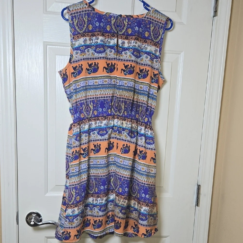 Derek Heart LG Dress Bright BOLD Colorful Keyhole BACK COOL ZIPPER POCKETS - Picture 10 of 12